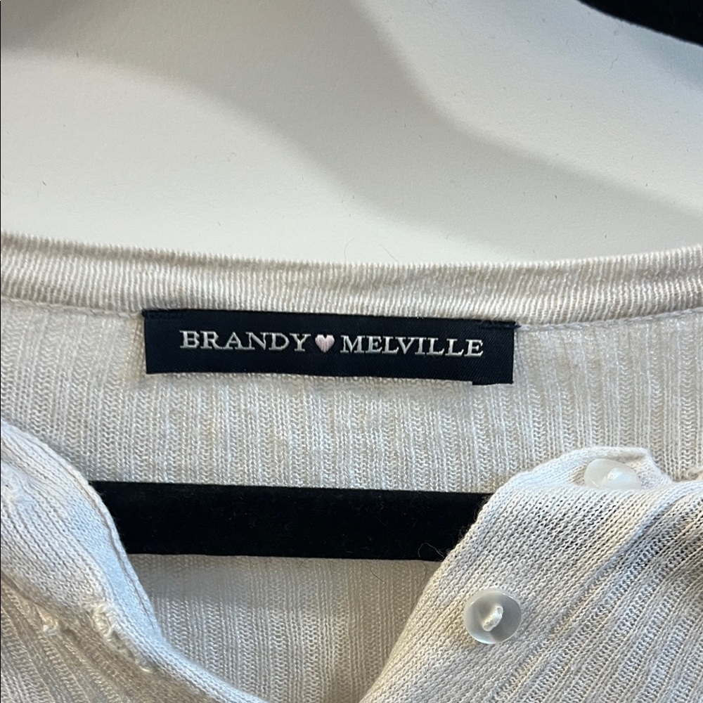 Vintage Brandy Melville Cream Ribbed Long Sleeve Top - Picture 2 of 5